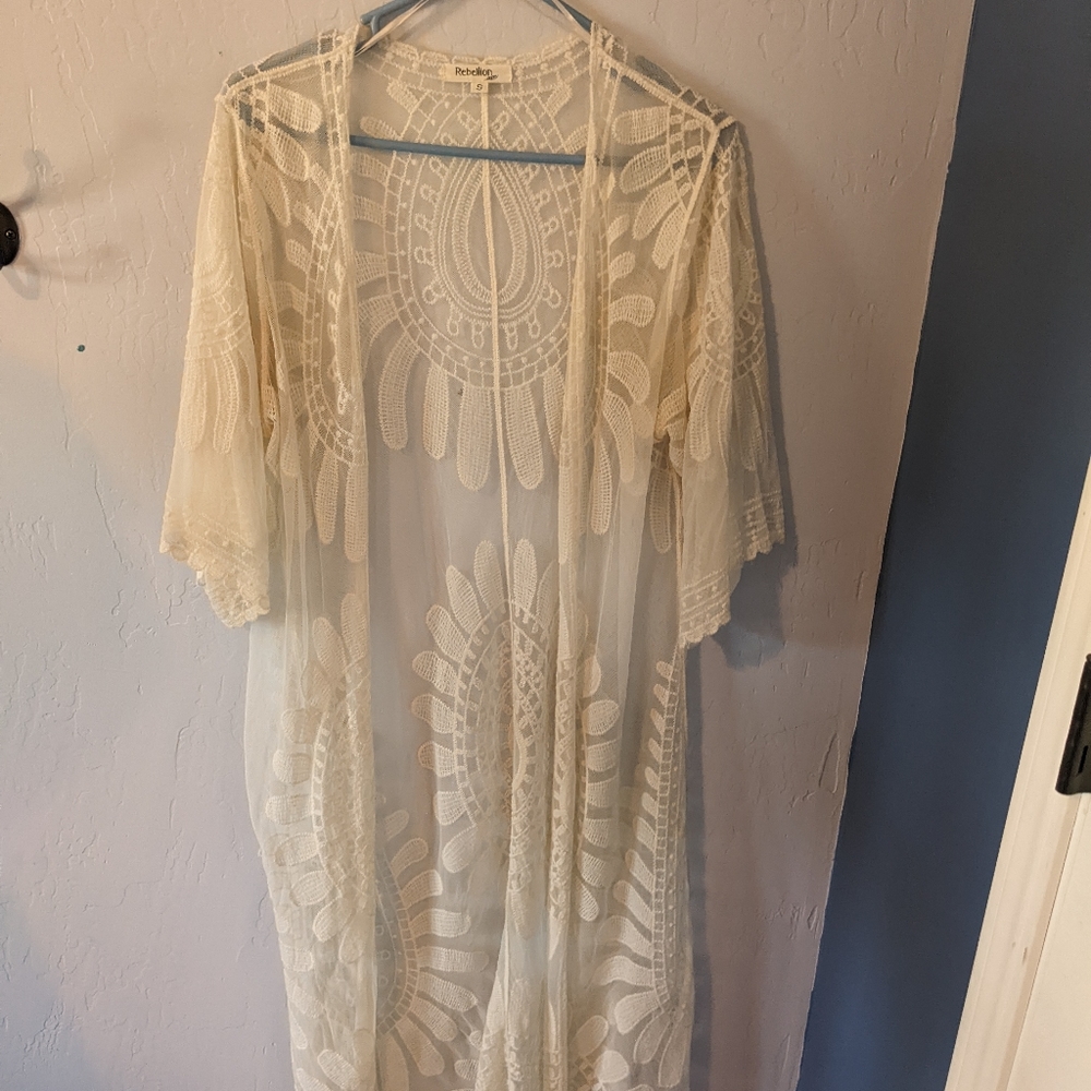 Lace duster cardigan